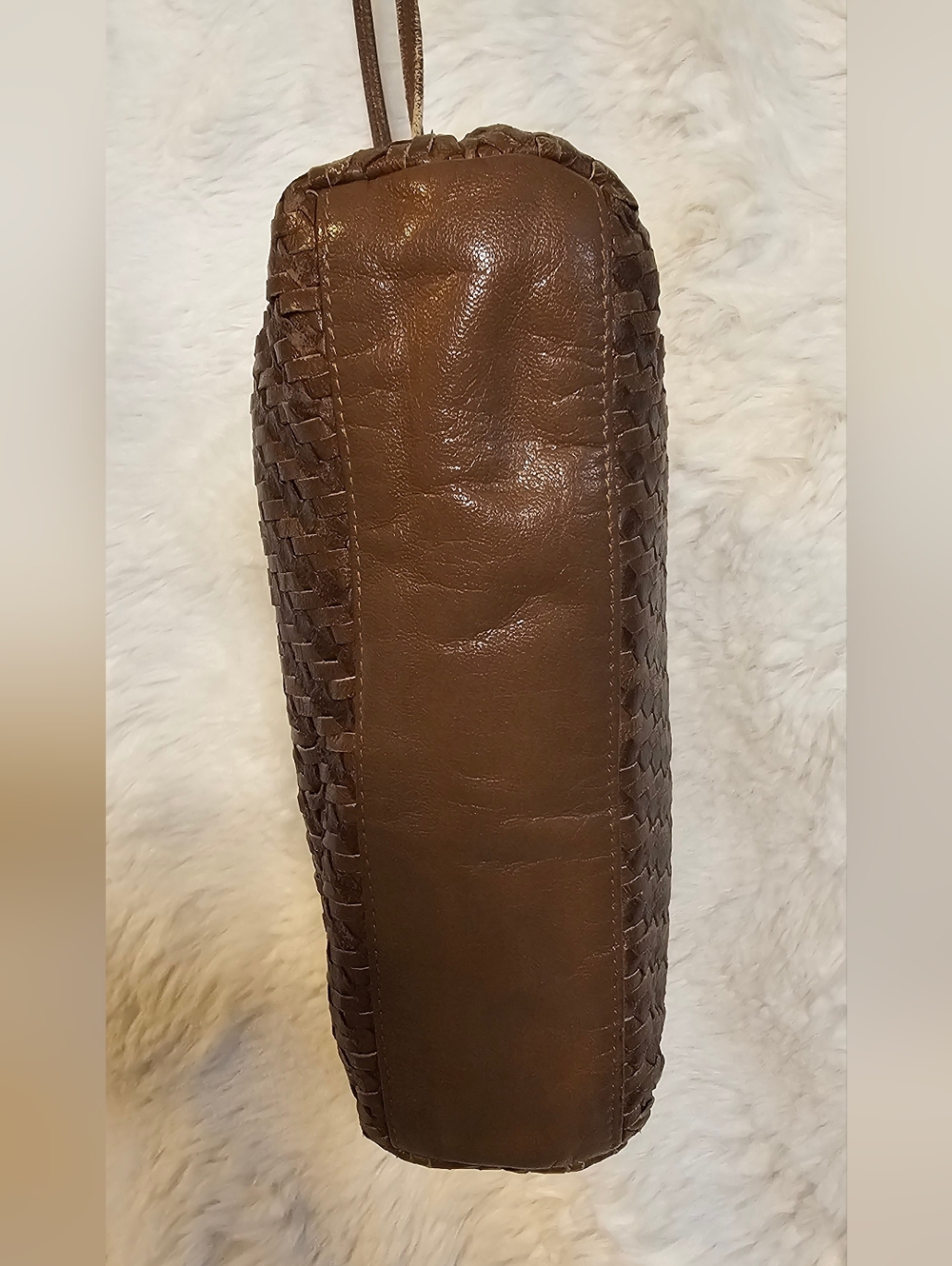 Fendi Brown Woven Leather Crossbody. Vintage Bag With COA - Picture 6 of 16